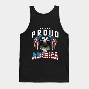 Proud To Be An American Graphic Eagle American Flag Ribbon Tank Top